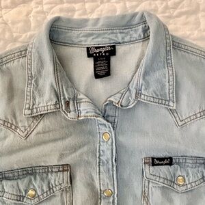 Wrangler Retro Women’s Long Sleeve Western  Pearl Snap Denim Dress Size Large